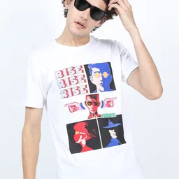 HIGHLANDER Men White Printed Extended Sleeves Slim Fit T-shirt cotton-picture-11