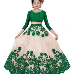 BAESD Girls Thread Work Detailed Net Semi-Stitched Lehenga & Unstitched-picture-11