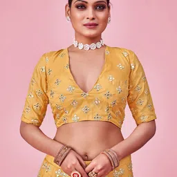 Fusionic Embroidered Thread Work Semi-Stitched Lehenga & Unstitched Blouse With Dupatta image 2