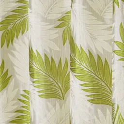 Cortina Olive Green & White 2 Pieces Leaves Printed Window Curtains image 4