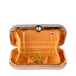 REZZY Cream-Coloured Textured Box Clutches image 2