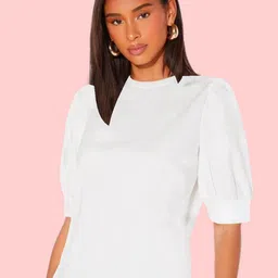 Dream Beauty Fashion Puff Sleeves Round Neck Top-picture-25