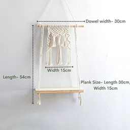 ecofynd Wooden Cotton Macrame Wall Hanging Shelf image 5