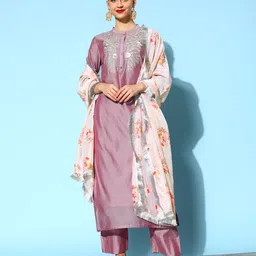 Varanga Women Woven Design Chanderi Silk Hyper Texture Kurta Set image 1