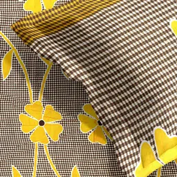 ROMEE Yellow Floral 144 TC Microfiber 1 Queen Bedsheet with 2 Pillow Covers image 4