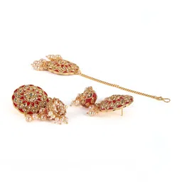 Anouk Gold-Plated Kundan-Studded & Beaded Jewellery Set With Maang Tikka image 5