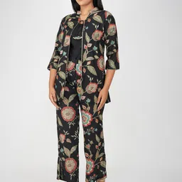 Bindigasm Floral Printed Mandarin Collar Top & Trouser With Jacket image 2