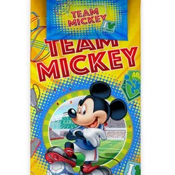 DDecor Yellow & Blue Cartoon Characters 130 TC Single Bedsheet with 1 Pillow Covers image 3