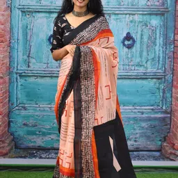 TROPWEAR Pure Cotton Block Printed Saree image 1