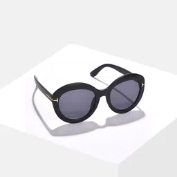 HAUTE SAUCE by Campus Sutra Women Black Lens & Black Oval Sunglasses with Polarised and UV Protected Lens image 2