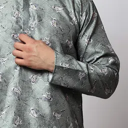 MAG Ethnic Motifs Printed Thread Work Kurta With Churidar image 2