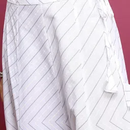 Vishudh Lime Green Ethnic Motifs Printed Round Neck Pure Cotton Kurta & Skirt image 3