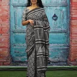TROPWEAR Pure Cotton Block Print Saree image 3