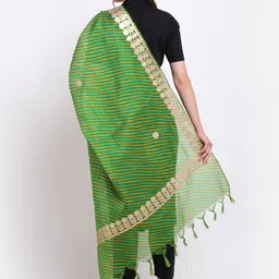 SOUNDARYA Striped Pure Cotton Leheriya Dupatta with Gotta Patti image 4