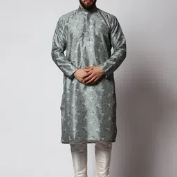 MAG Ethnic Motifs Printed Thread Work Kurta With Churidar image 5