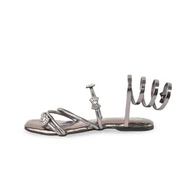 Sana K Luxurious Footwear Women Printed Party Open Toe Flats with Bows image 4