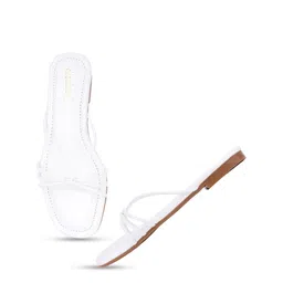 DressBerry White Strappy Open Toe Flats image 3