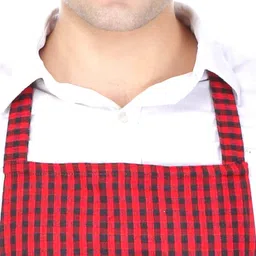 SWITCHON Maroon & Black Checked Cotton Apron With Cap image 2