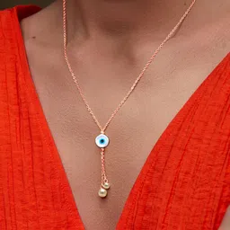 MINUTIAE Rose Gold-Plated Stones-Studded Pendant Necklace With Chain-picture-42