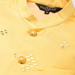 SOJANYA Men Blue Ethnic Motifs Woven Design Kurta & Churidar Comes With a Nehru Jacket image 2