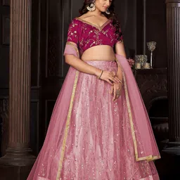KALINI Embroidered Ready to Wear Lehenga & Unstitched Blouse With Dupatta image 3