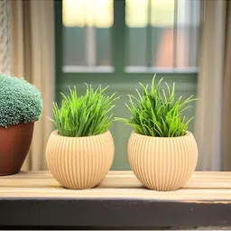 Akaar Orange 2 Pieces Fern Artificial Plant With Pot image 4