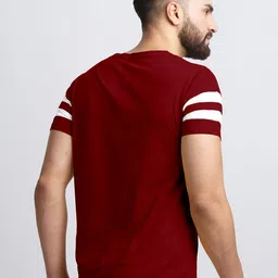 AUSK Men Maroon Striped T-shirt with Mask image 3