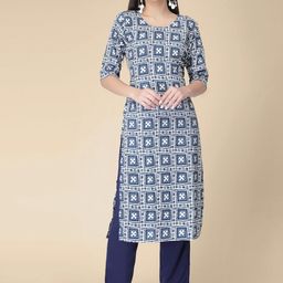 7threads KALINI Ethnic Motifs Printed Round Neck Kurta with Trousers-picture-30