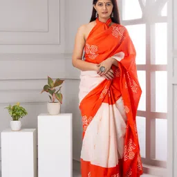 BUTA BUTI Floral Printed Pure Cotton Saree With Blouse Piece-image-95