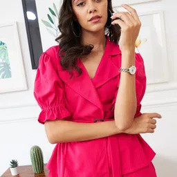 Athena Women Fuchsia Solid Co-Ord Set-image-94