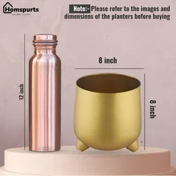 Homspurts Luxurious Gold Toned Metal Sturdy Planter With Stand image 5