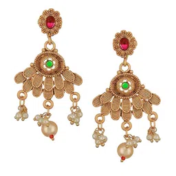 Anouk 24K Gold-Plated Stone-Studded & Pearl Beaded Jewellery Set image 4