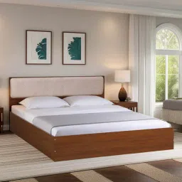 mintwud from pepperfry Kawasaki King size Bed in Planked Walnut Finish with Box Storage & Upholstered Headboard-picture-49