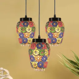 new era Feliz Multicolour Glass Cluster Hanging Light image 1