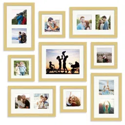 art street Dave Set Of 9 Beige Synthetic Wood Collage Photo Frames image 2