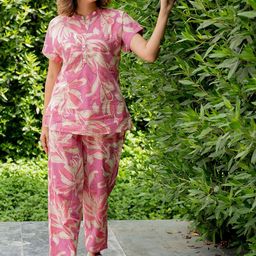 MIRCHI FASHION Mandarin Collar Short Sleeves Pure Cotton Printed Night suit-picture-32