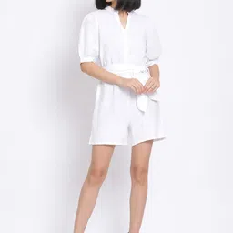 Oxolloxo Women White Solid Playsuits-picture-13