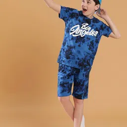 Lil Tomatoes Boys Tie & Dye Printed T-shirt With Shorts-image-92