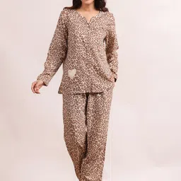 SANSKRUTIHOMES Beige Printed Night Suit image 1