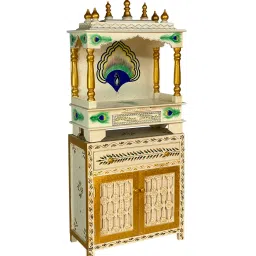 d'dass Glossy Multicolor MDF & Sheesham Wood Floor Rested Mandir Without Door image 4