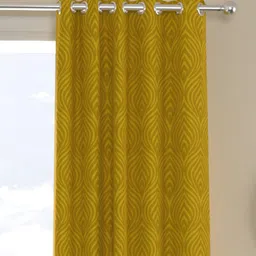 Gold Polyester Traditional 7ft Semisheer Eyelet 2 Pcs Door Curtains by ROSARAHOME image 2