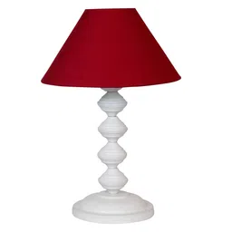Maroon Shade Table Lamp With Metal Base By Foziq image 5