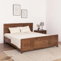 woodsworth from pepperfry Gardener Solid Wood Queen Size Bed In Scratch Resistant Rustic Teak Finish image 1