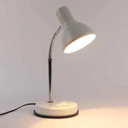 brightdaisy White Metal Shade Study Lamp With White Base image 3