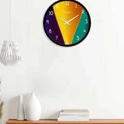 Decorative Plastic Wall Clock In Yellow By VibeCrafts image 1