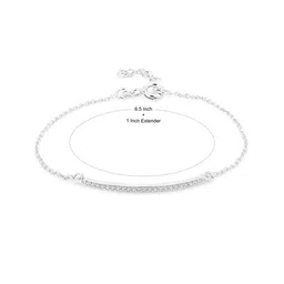 VANBELLE Women 925 Sterling Silver Cubic Zirconia Rhodium-Plated Link Bracelet image 5