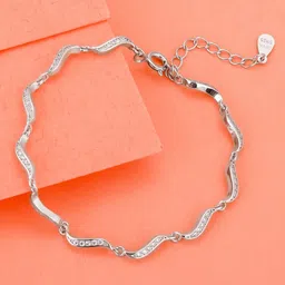 GIVA Women Sterling Silver Cubic Zirconia Rhodium-Plated Link Bracelet image 1