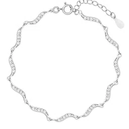 GIVA Women Sterling Silver Cubic Zirconia Rhodium-Plated Link Bracelet image 2