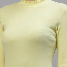 Friskers Yellow Cotton Rib Turtle Neck Medium Top image 2