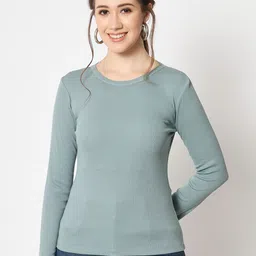 CHARMGAL Round Neck Long Sleeves Liva Top-picture-31